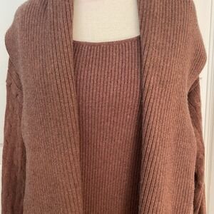 Tyler Boe Cable Knit Cashmere Blend 2 Piece Cardigan Set Tank/L Cardigan/XL Cozy